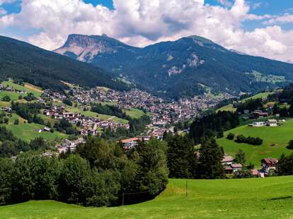 Ortisei, the main town of the Val Gardena in the Dolomites Italy, Urtijëi in the Dolomites, Italy.