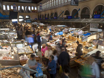 Inside a fish Market at Athens Central Market in Athens, Greece