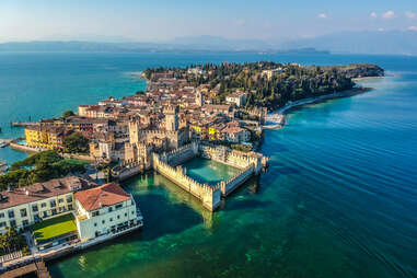 Castle Rocca Scaligera in Sirmione, Garda Lake. spectacular view on lake, 